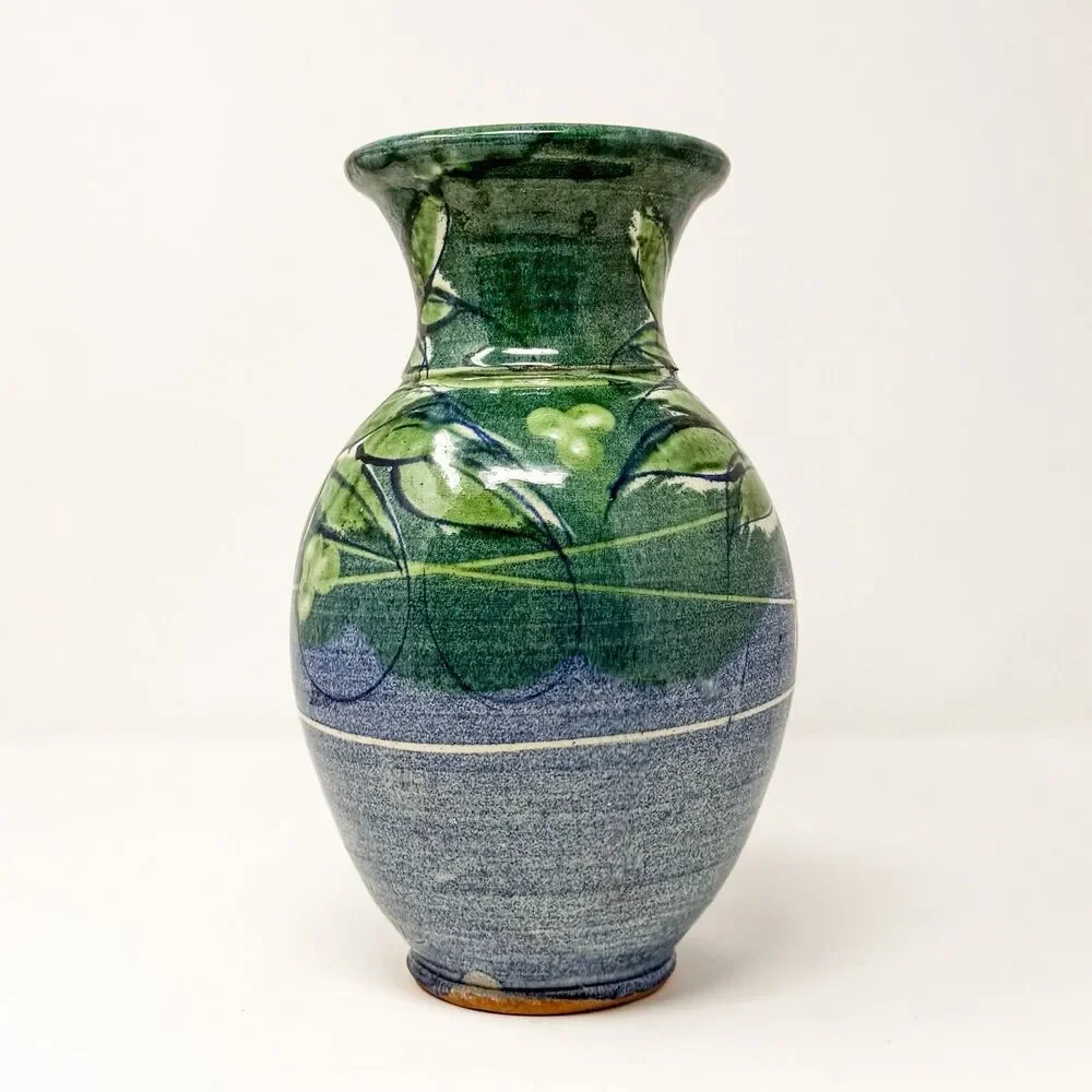 Sud & Co French Pottery Vase Cassis Provence Signed Hand Painted Terracotta